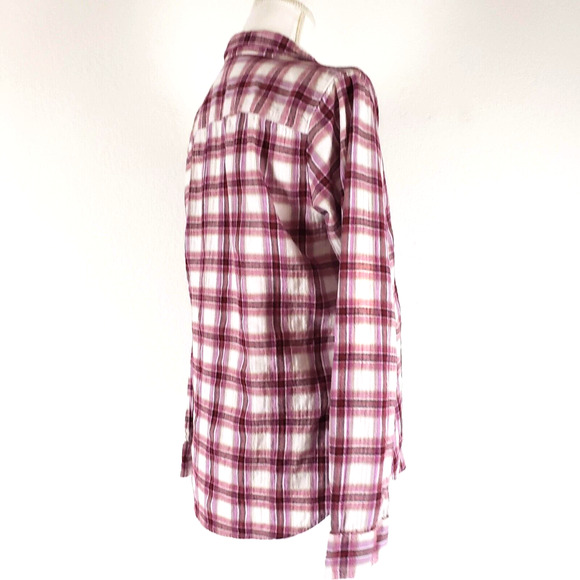 Eddie Bauer Shirt Womens SIZE S Red Plaid Button Down Long Sleeve Cotton Trendy - Picture 4 of 14